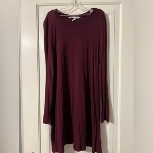 Swing Dress/ Long Sleeve T Dress - Burgundy Women’s Medium